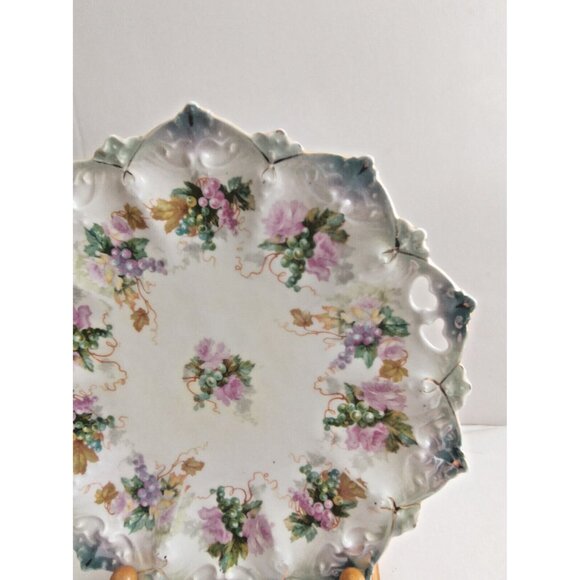 Antique MZ Austria Finger Hole Platter Collectible Hand Painted Platter 10 1/4" - Picture 6 of 16